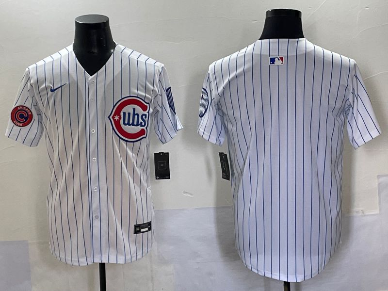 Men 2025 Chicago Cubs Blank White Stripe Fashion Nike MLB Jersey style 7032